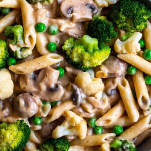 Option 2 - Creamy dreamy mushroom stroganoff with green peas, broccoli and cauliflower