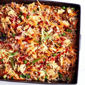 Option 2 -  Singapore style crunchy baked quinoa with stir fried edamame, carrots, cabbage, black beans, and green peas.