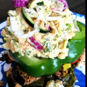 Option 1 - Smashed Chickpea salad with shaved carrot and cabbage slaw
