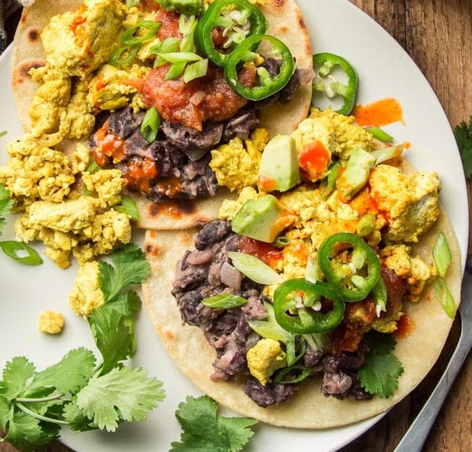 Option 3 - Vegan huevos rancheros with salsa and chips