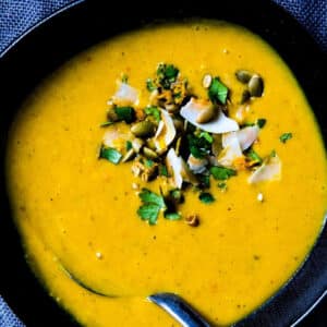 Soup of the Week - Creamy Squash and Carrot soup with African Chermoula