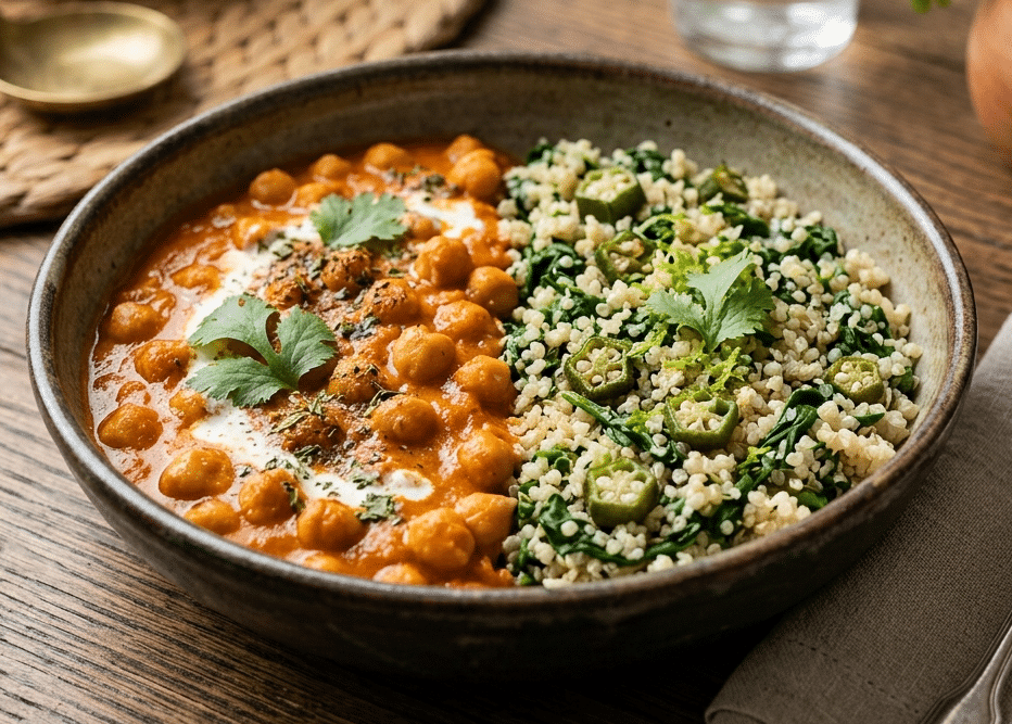Option 1 - Butter masala channa bowl with coconut quinoa