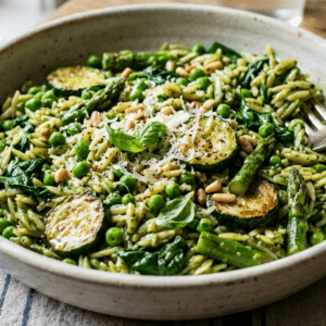 Option 1 -  Orzo pea and basil pesto salad