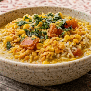 Support to Go Meals - Trinidadian curried corn with rice and red lentils