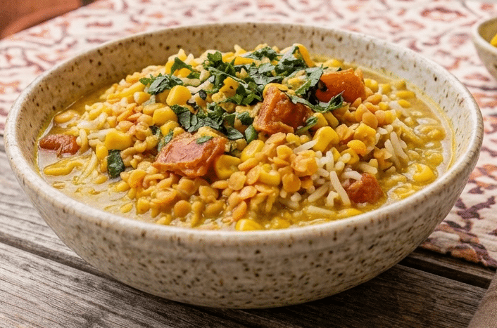 Support to Go Meals - Trinidadian curried corn with rice and red lentils