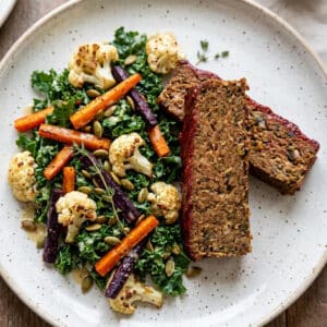 Option 3 - Lentil loaf with creamy kale, carrot, cauliflower salad.