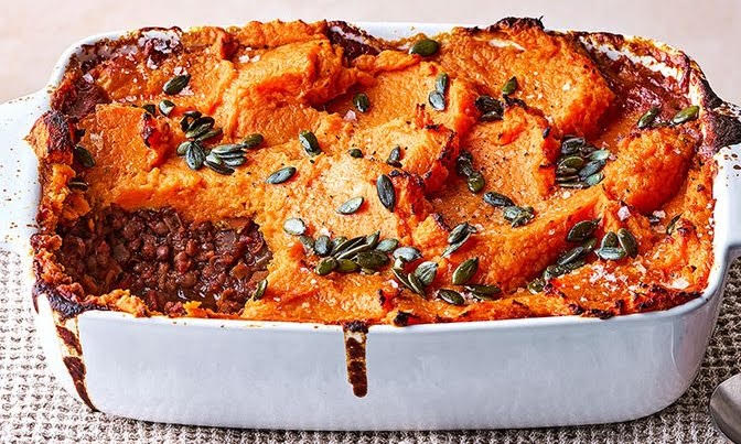 Option 1 - Lentil mushroom sweet potato pie