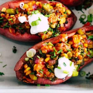 Option 4 - Enchilada stuffed sweet potatoes with lime cashew crema
